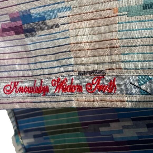 Robert Graham Blue Vertical Blocks Embroidered Flip Cuff Classic Fit Size 2XL - Picture 12 of 12